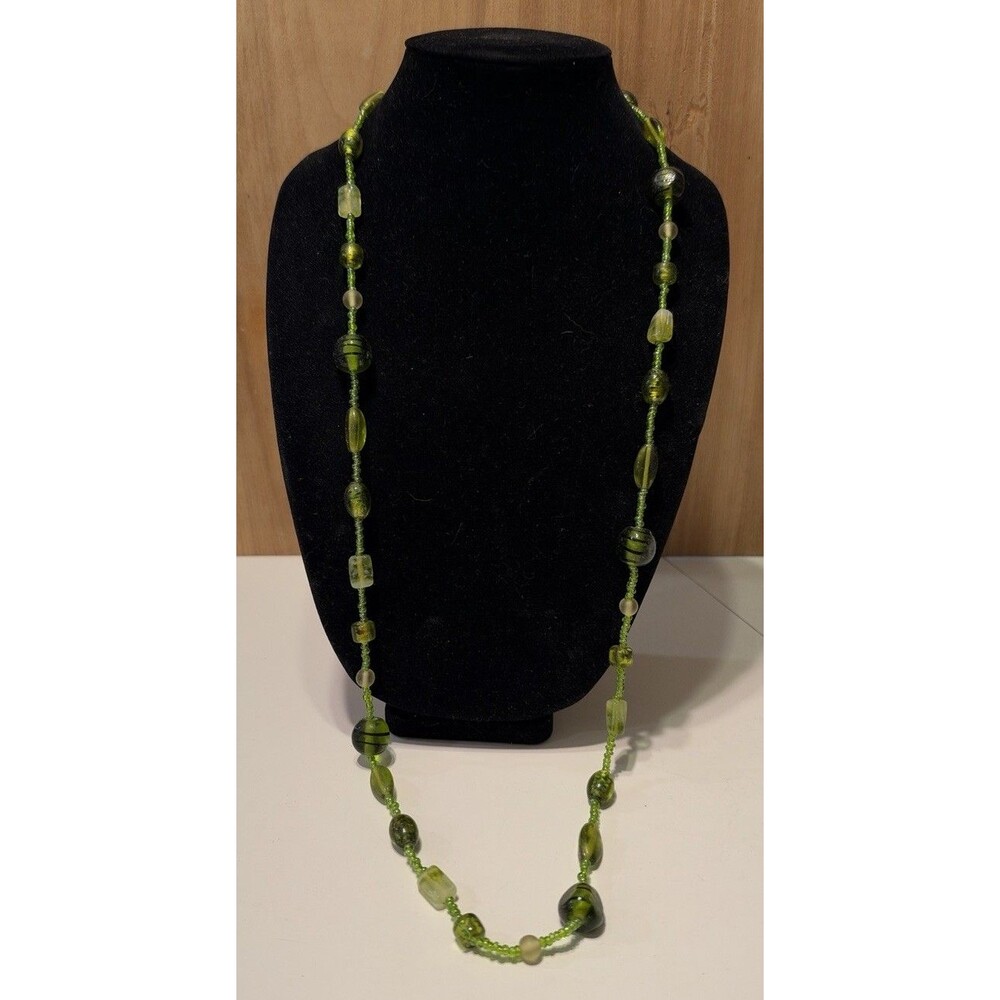 green glass seed bead necklace Slip Over Statement